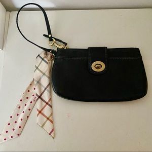 Coach Leather Wristlet with Ribbon